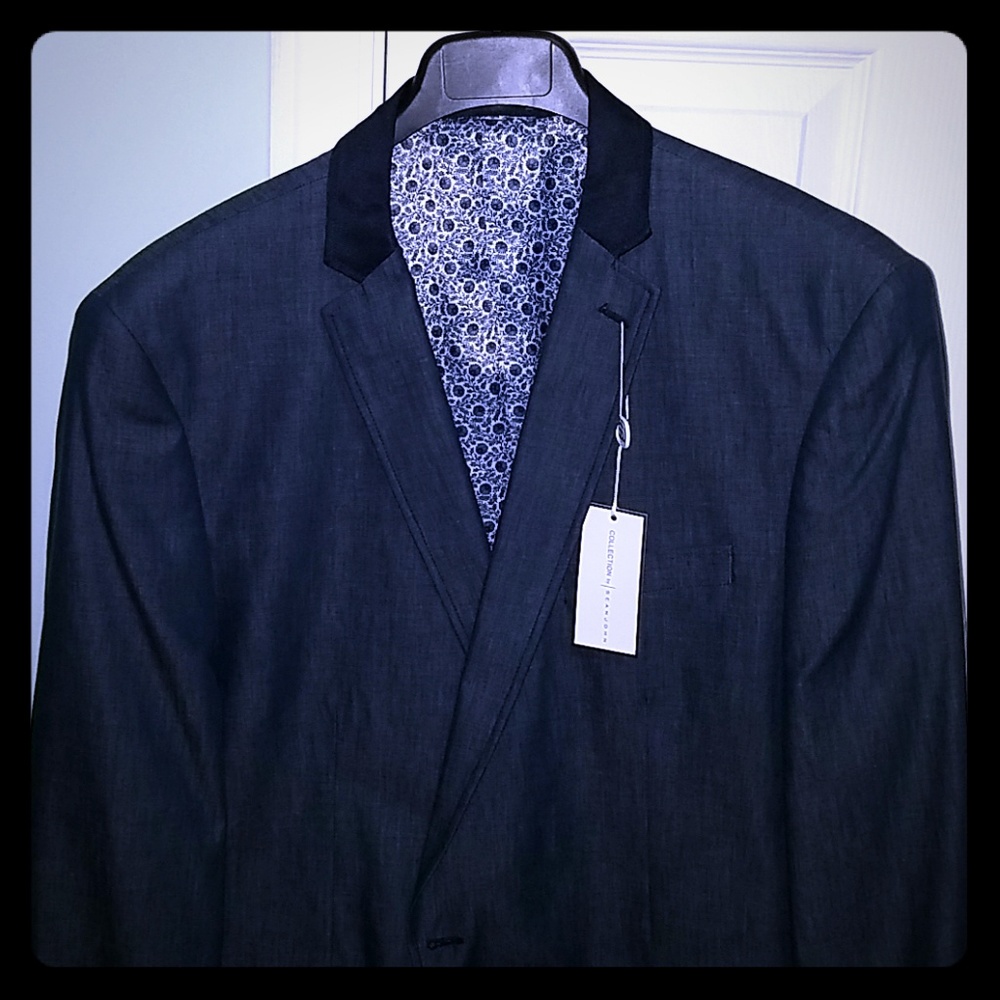 Sean John Men's Blue Blazer Slim Fit XXL 100% Cotton